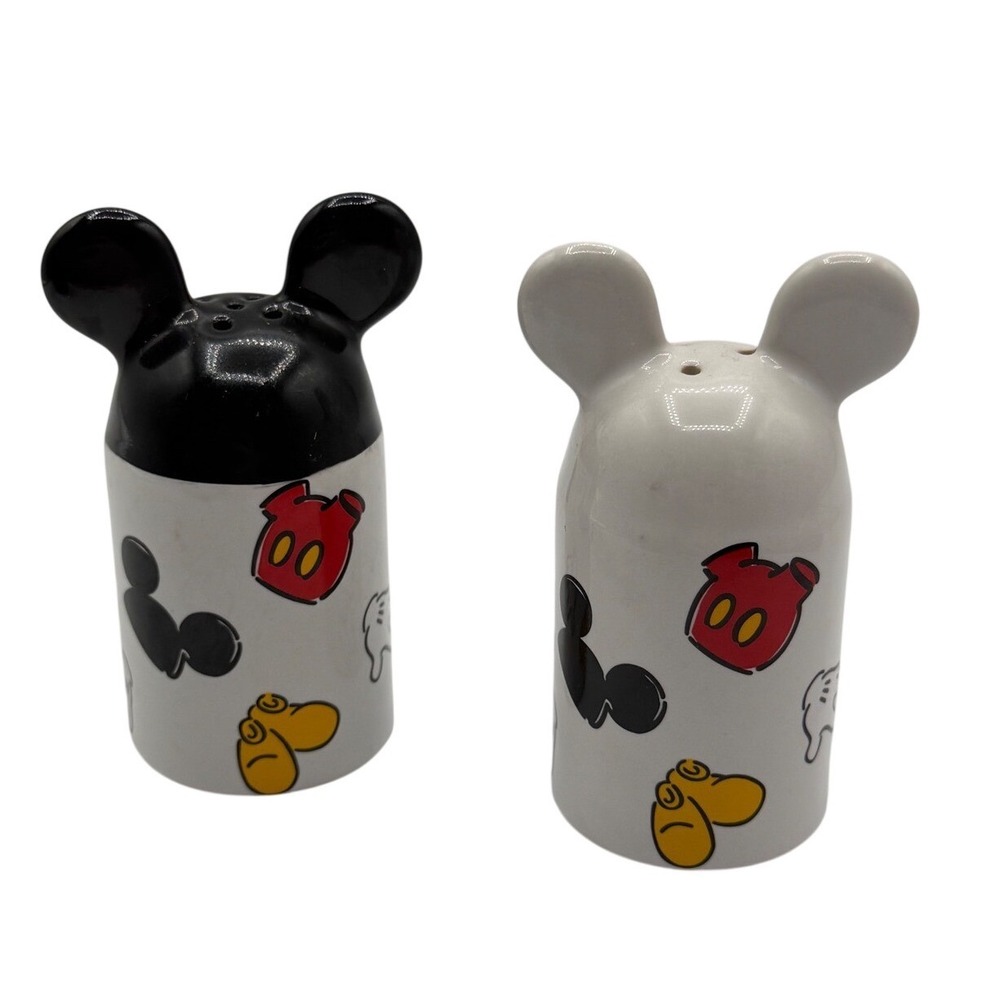 Disney Mickey Mouse Ceramic Salt and Pepper Shakers Set Black White Ears Graphic